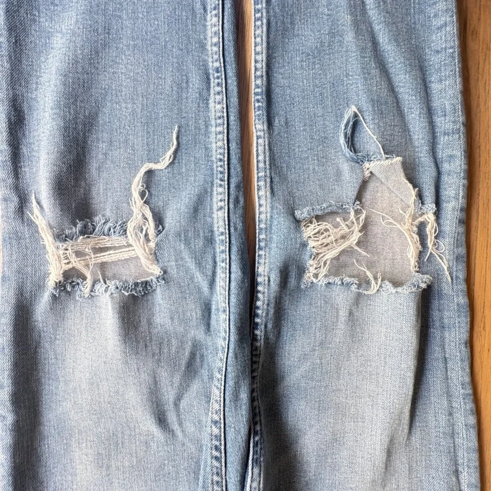 $304 RE/DONE Destroyed Dawn‎ Stove Pipe 70's Crop Straight Leg Denim Jeans SZ 25